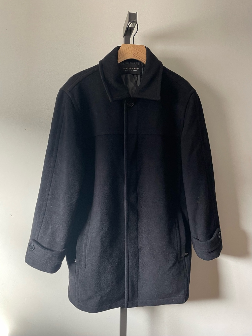 Marc New York Andrew Marc Wool Cashmere Blend Car Coat Black Mens Size Medium